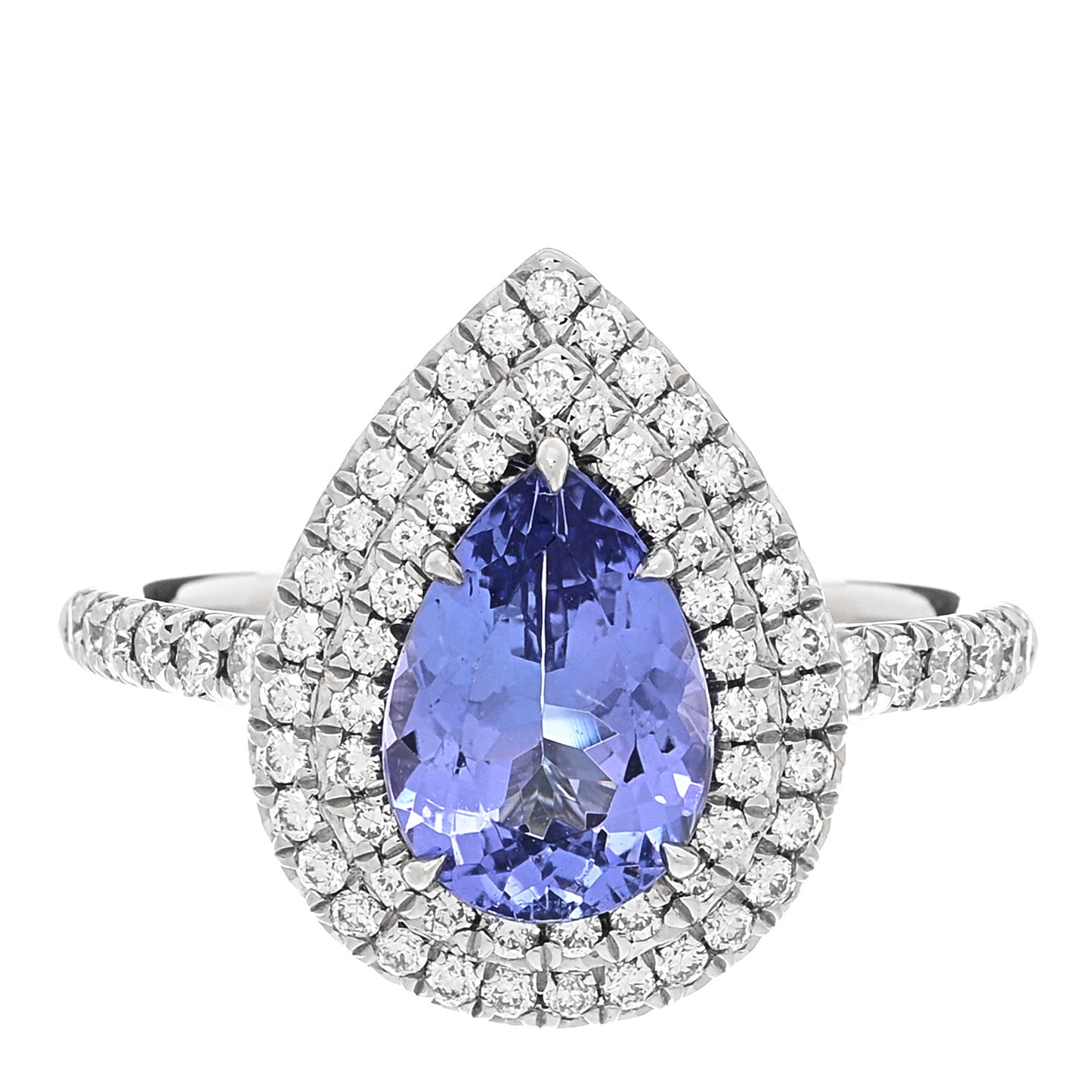 Platinum Diamond Tanzanite Soleste Pear Cut Ring 56 7.75