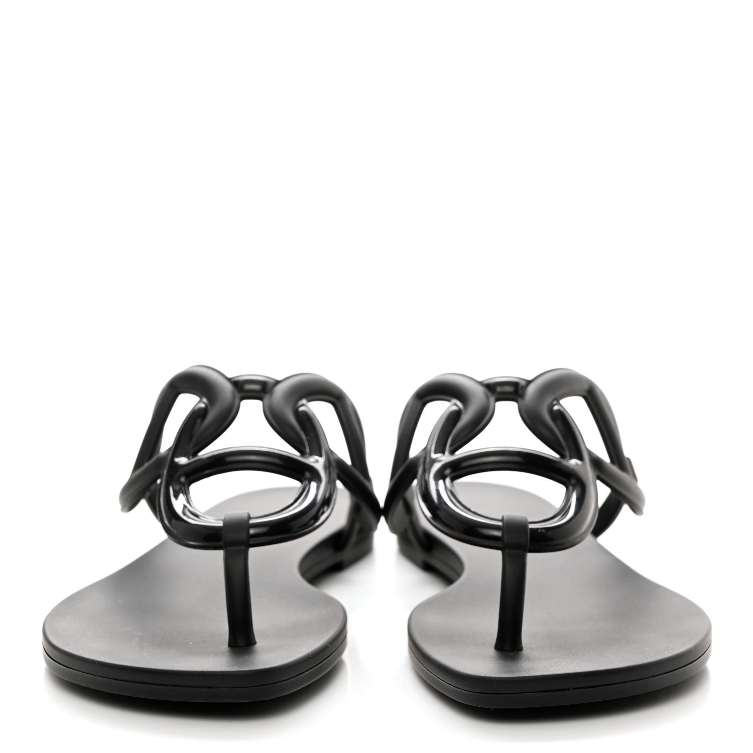 Hermes Rubber Womens Egerie Sandals 36 Black 2 of 9