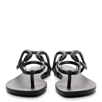 Hermes Rubber Womens Egerie Sandals 36 Black 2 of 9