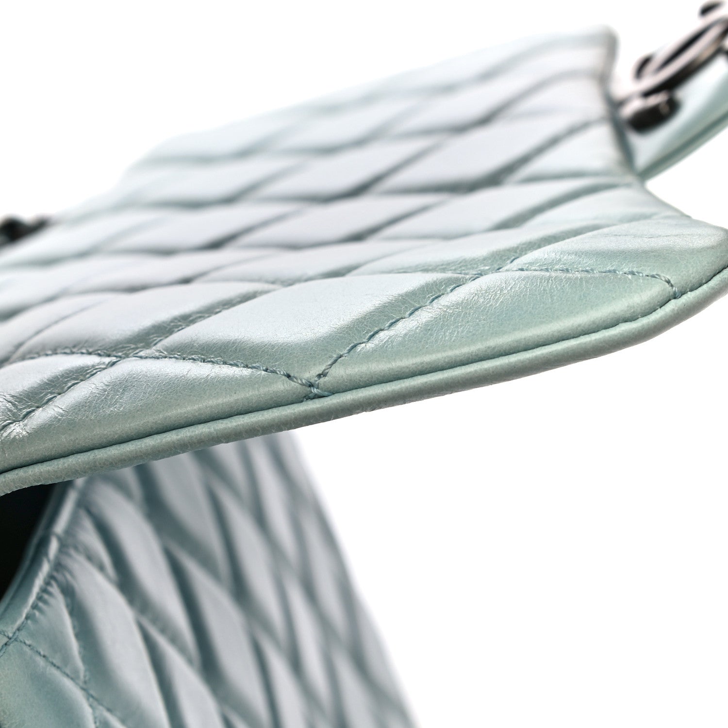 Chanel Glazed Calfskin Quilted Large Coco Soft Flap Light Blue 34 of 36