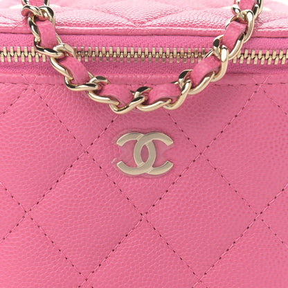 Chanel Caviar Quilted Mini Vanity Case With Chain Pink 8 of 11