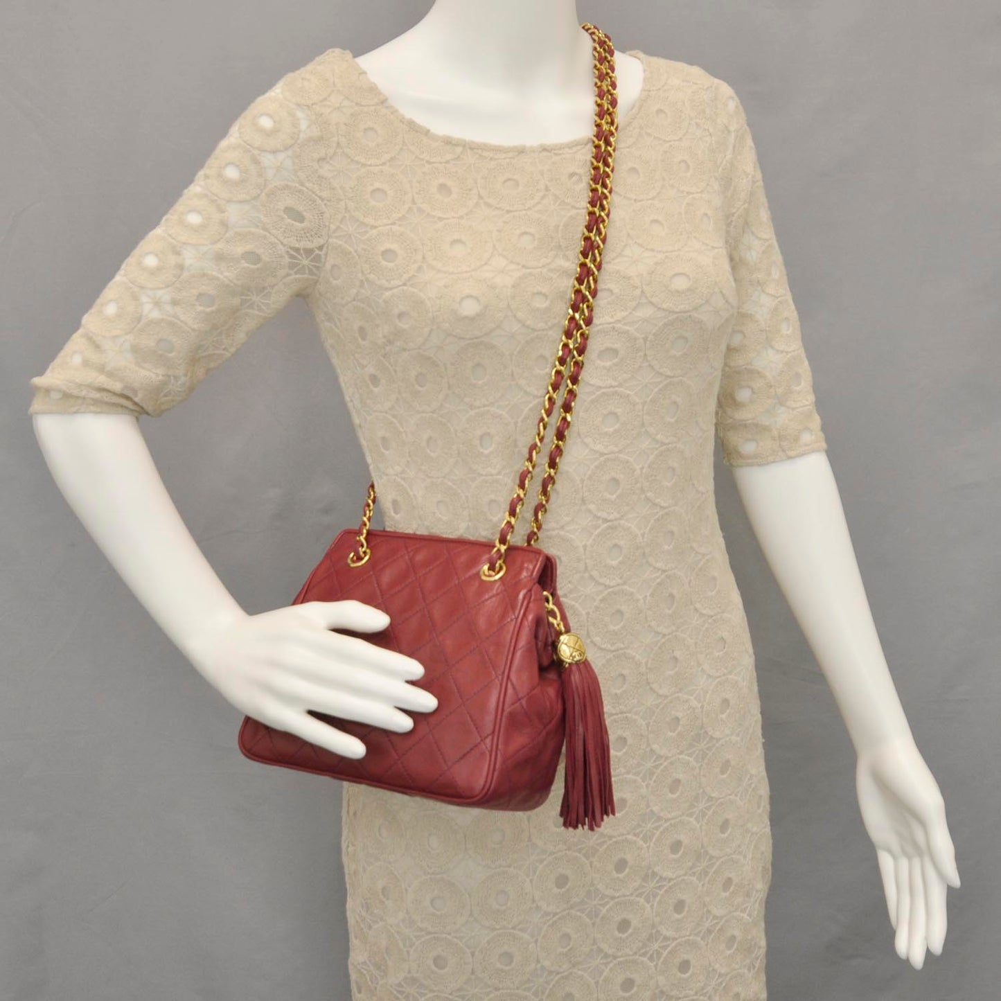 Lambskin Tassel Bag Red