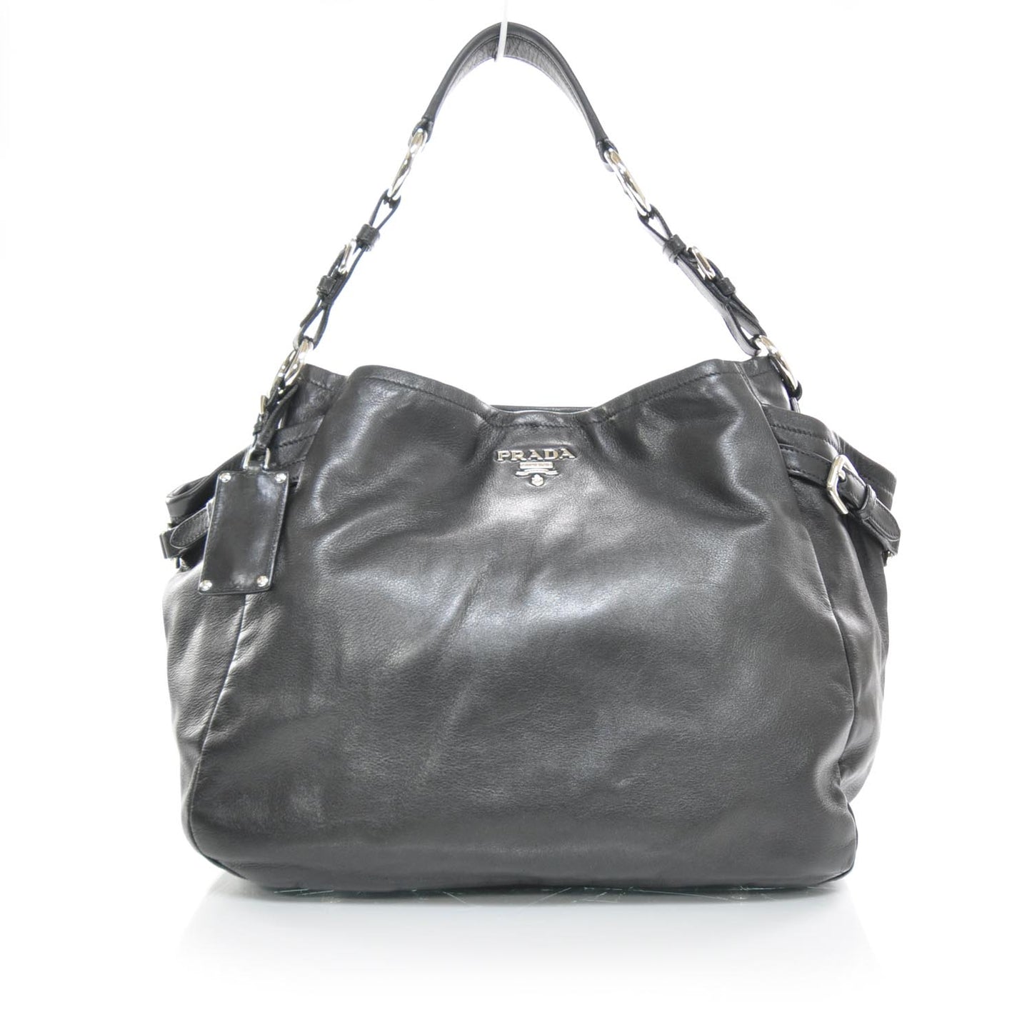 Calfskin Leather Hobo Bag Nero Black