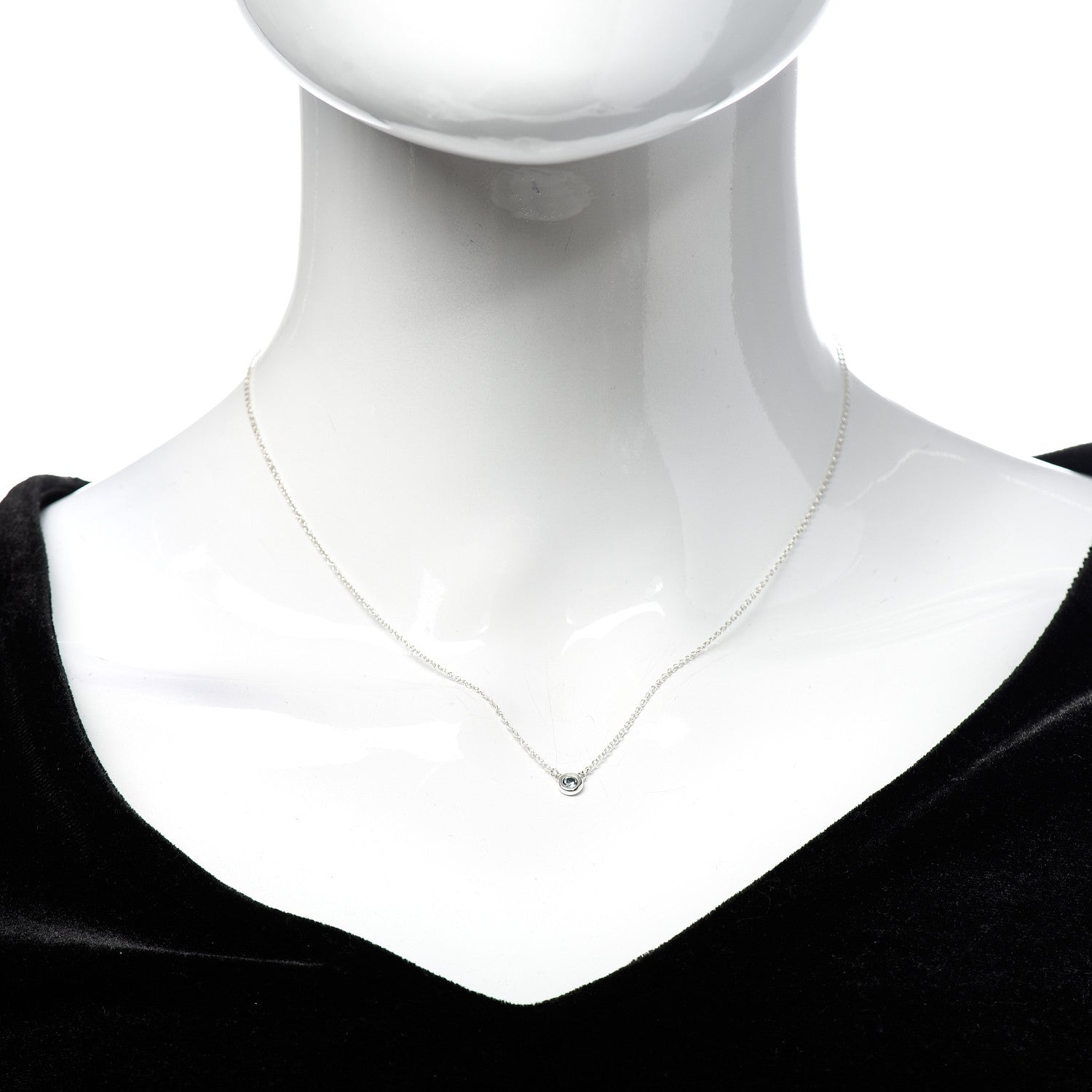 Tiffany Sterling Silver Aquamarine Elsa Peretti Color By The Yard Pendant Necklace 2 of 5
