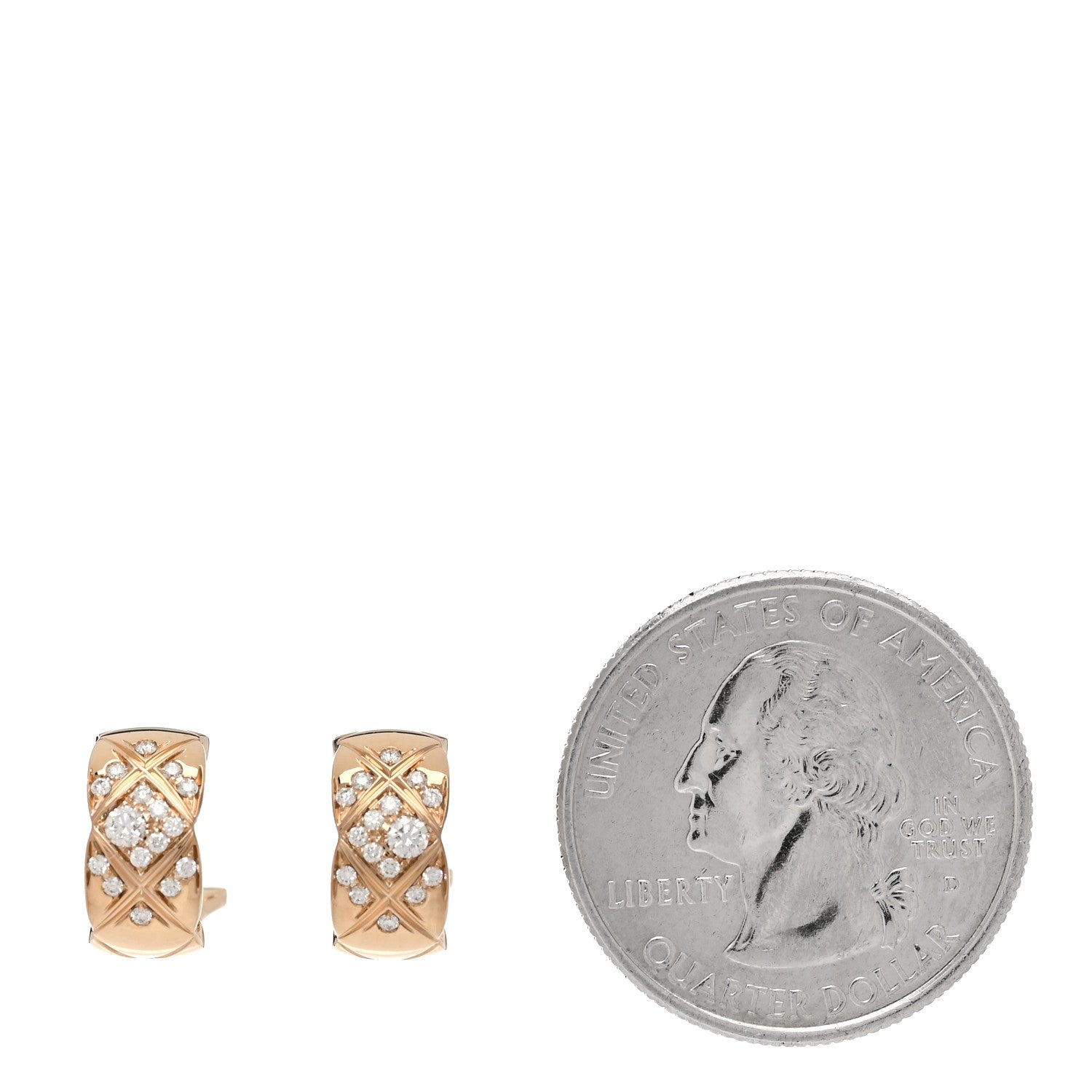Chanel 18K Beige Gold Diamond Coco Crush Hoop Earrings 2 of 4