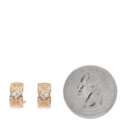 Chanel 18K Beige Gold Diamond Coco Crush Hoop Earrings 2 of 4