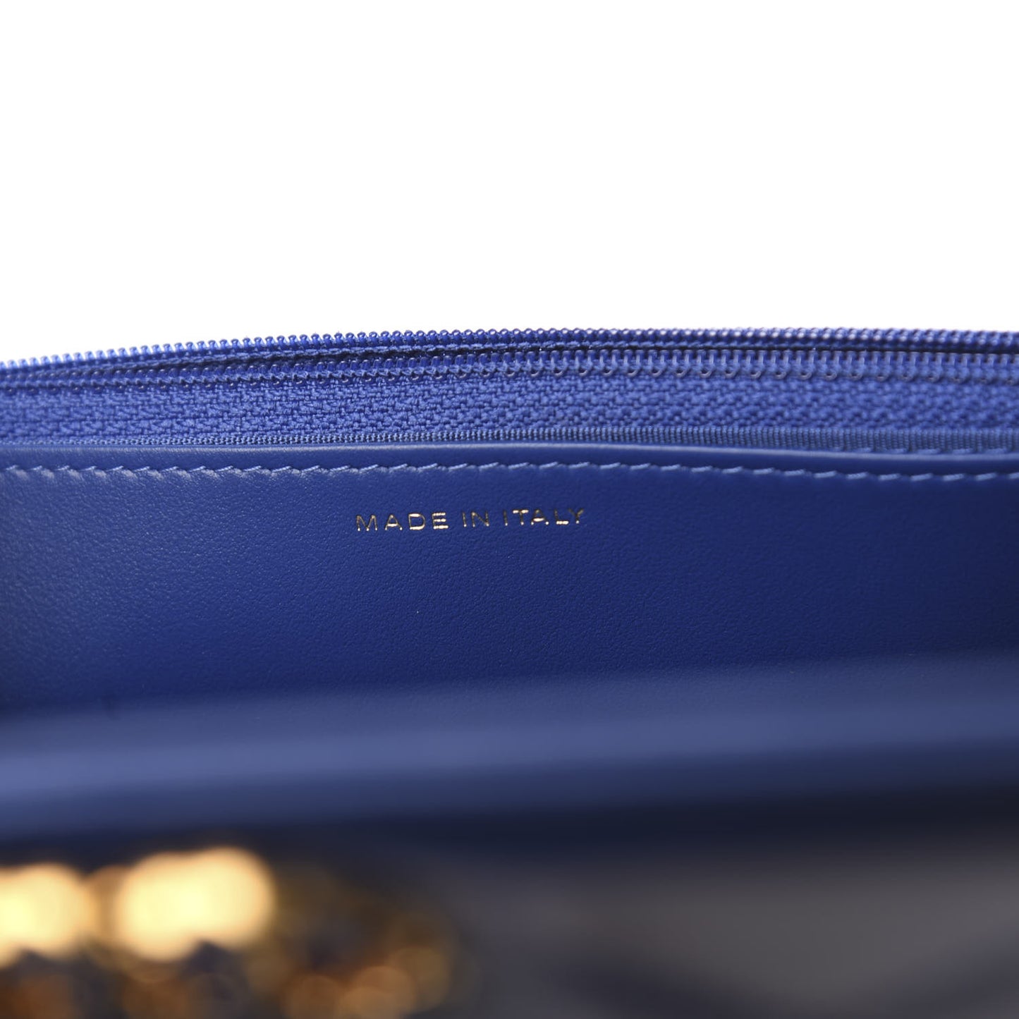 Goatskin Quilted 19 Wallet On Chain WOC Blue