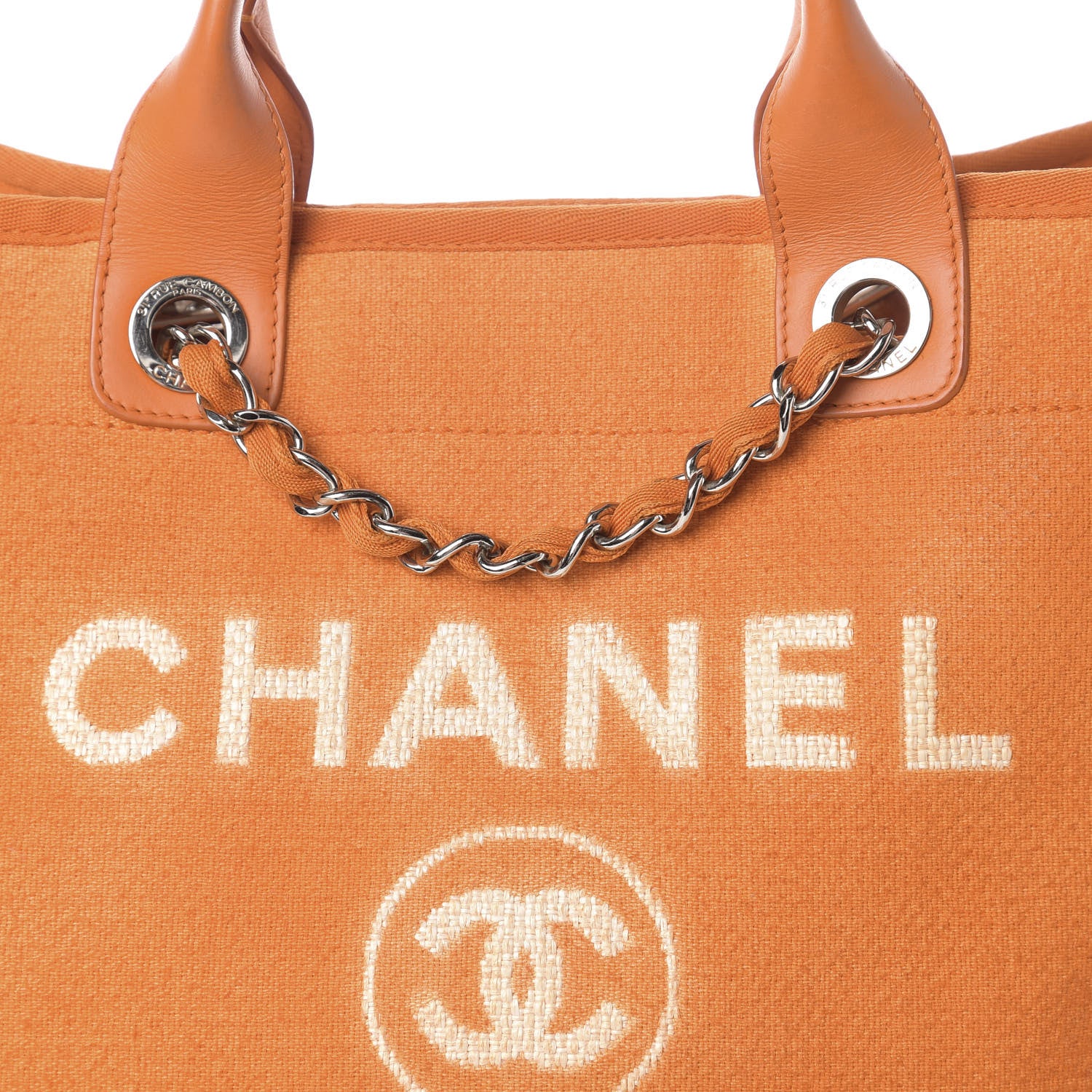 Chanel Canvas Medium Deauville Tote Orange 9 of 9