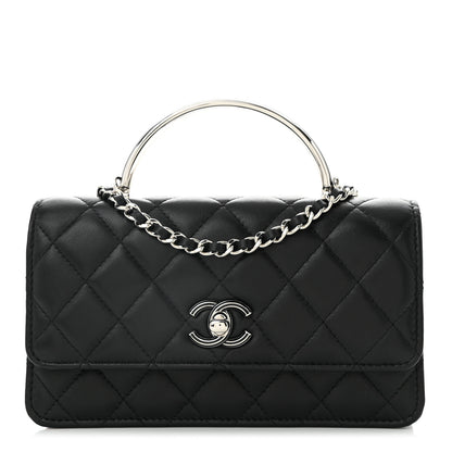 Chanel Lambskin Quilted Metal Top Handle Crossbody Flap Black 1 of 11