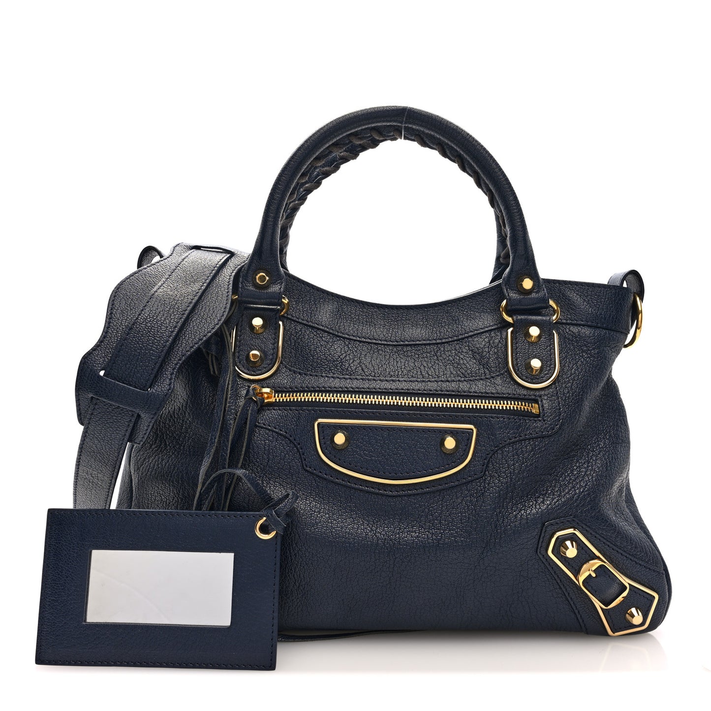 Chevre Gold Metallic Edge Hardware Town Bleu Nuit Dark Sea