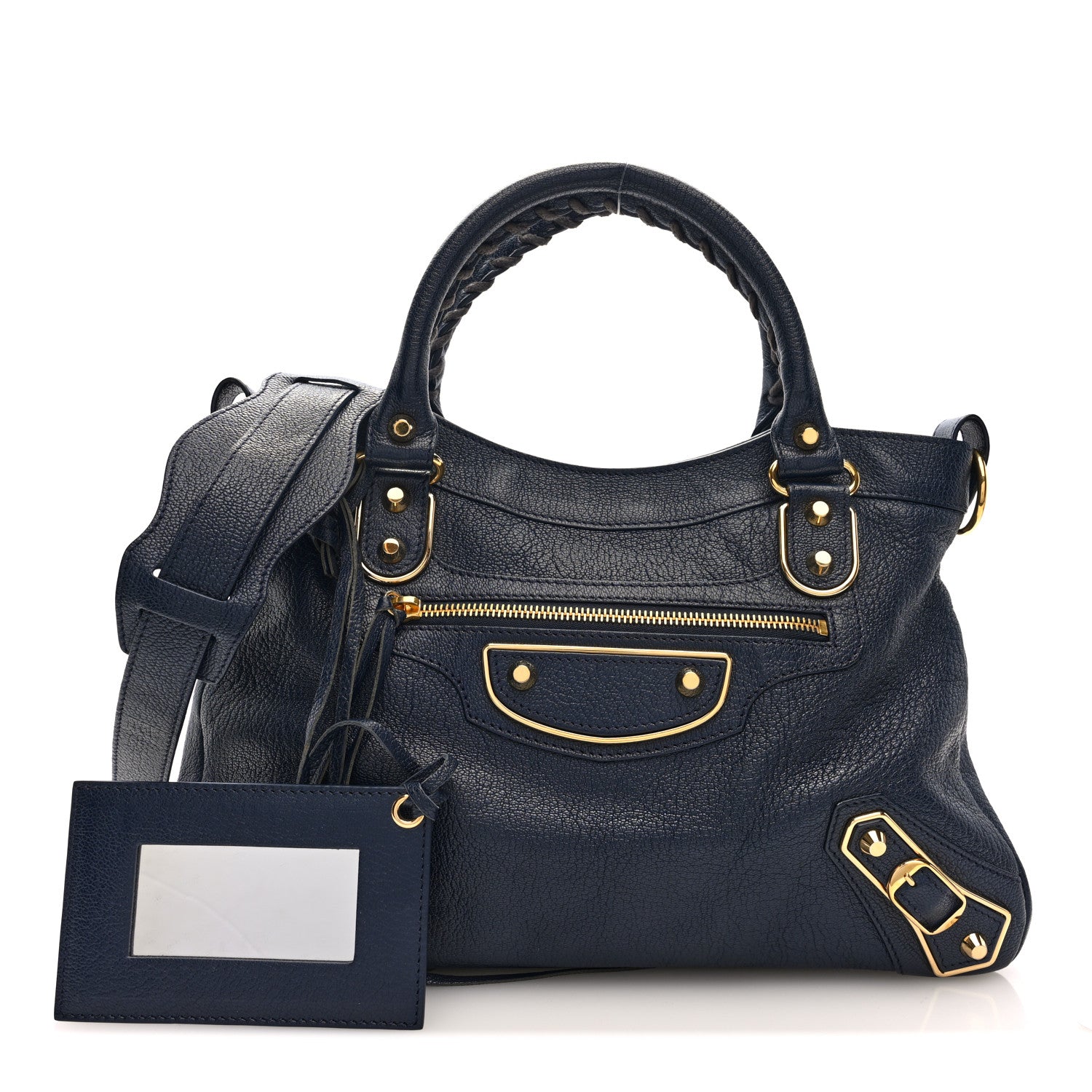 Balenciaga Chevre Gold Metallic Edge Hardware Town Bleu Nuit Dark Sea 3 of 10
