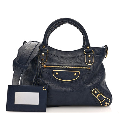 Balenciaga Chevre Gold Metallic Edge Hardware Town Bleu Nuit Dark Sea 3 of 10