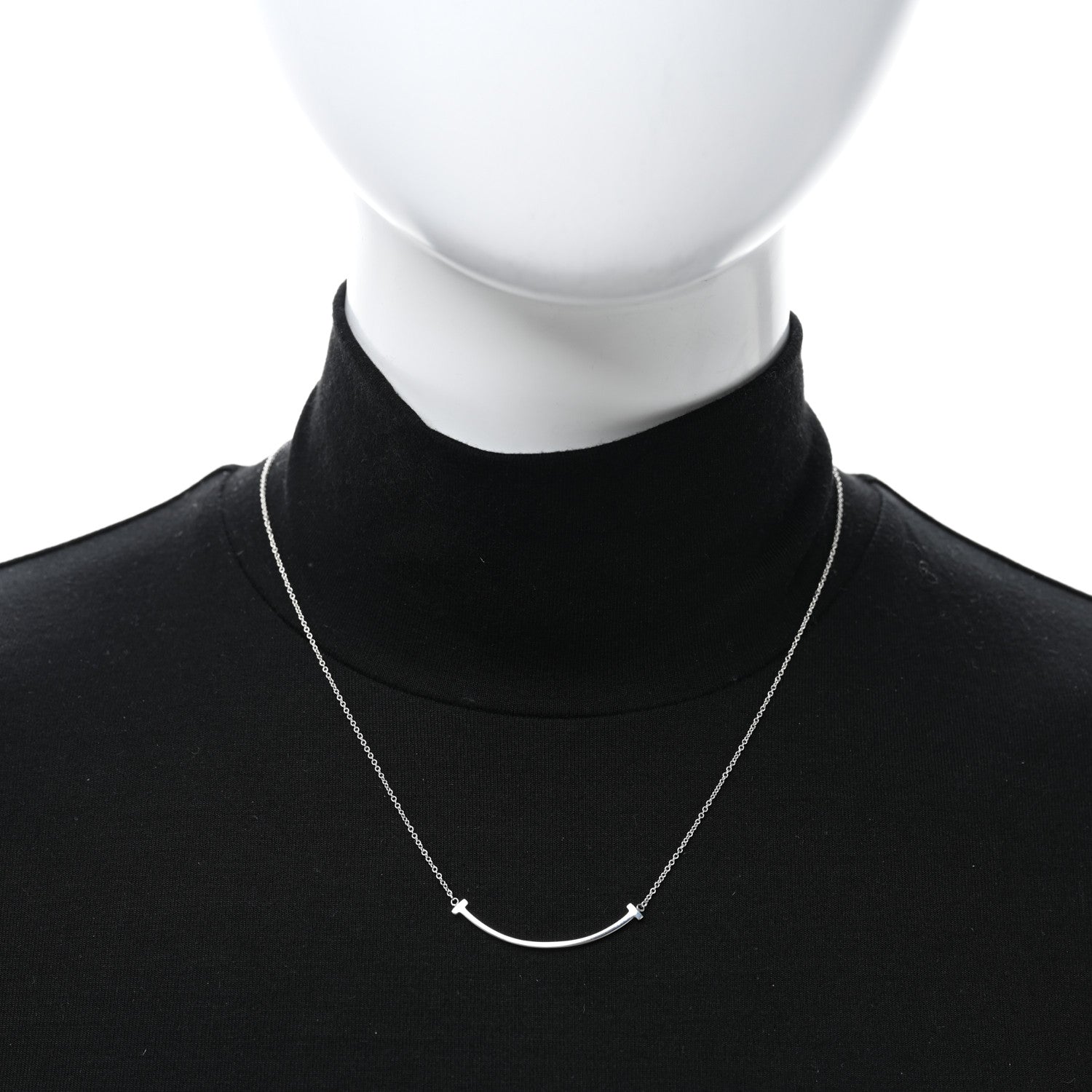 Tiffany Sterling Silver Small T Smile Pendant Necklace 3 of 4