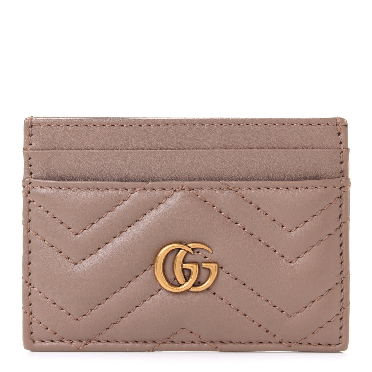 Calfskin Matelasse GG Marmont Card Holder Porcelain Rose