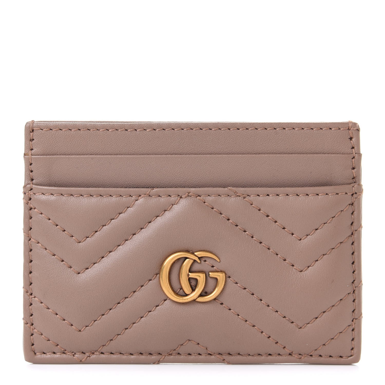 Gucci Calfskin Matelasse GG Marmont Card Holder Porcelain Rose 1 of 6