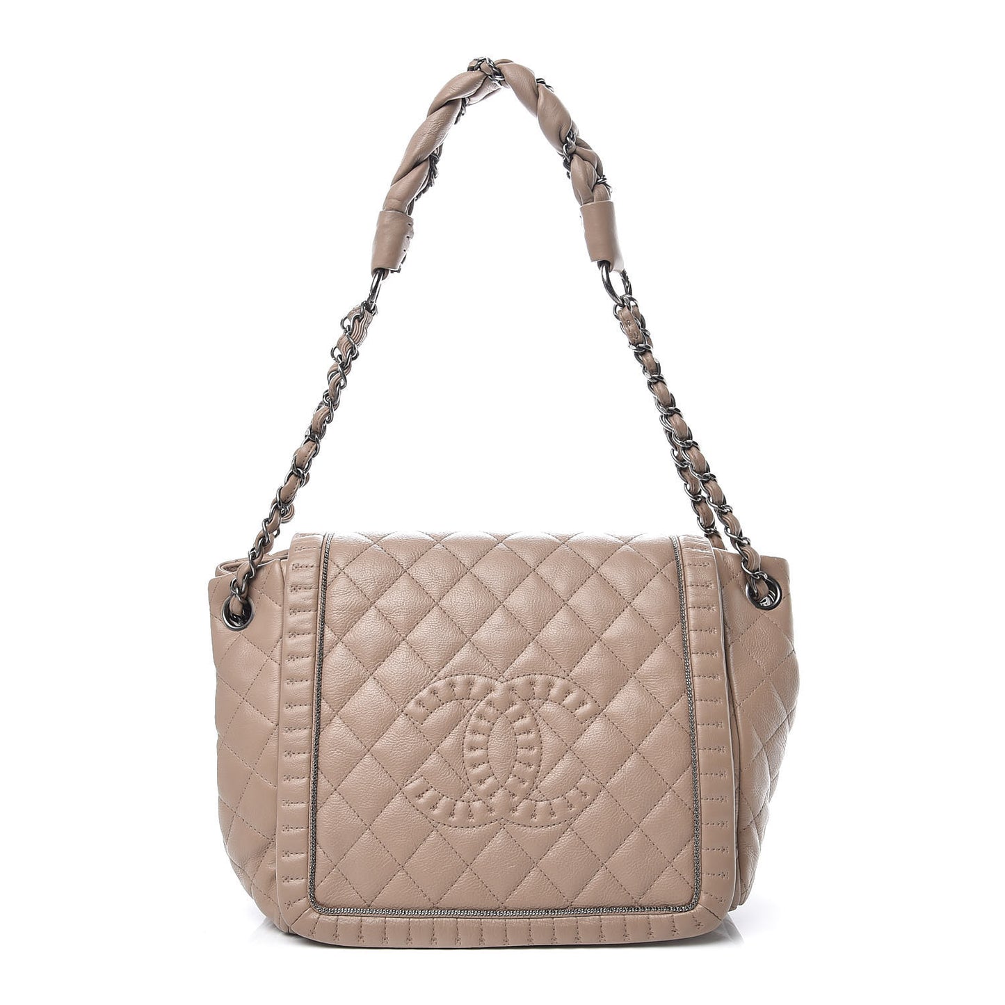 Calfskin Quilted Istanbul Accordion Flap Beige