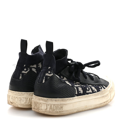 Christian Dior Technical Knit Calfskin Oblique Womens Walk'n Dior Mid Top Sneakers 35 Deep Blue 5 of 7