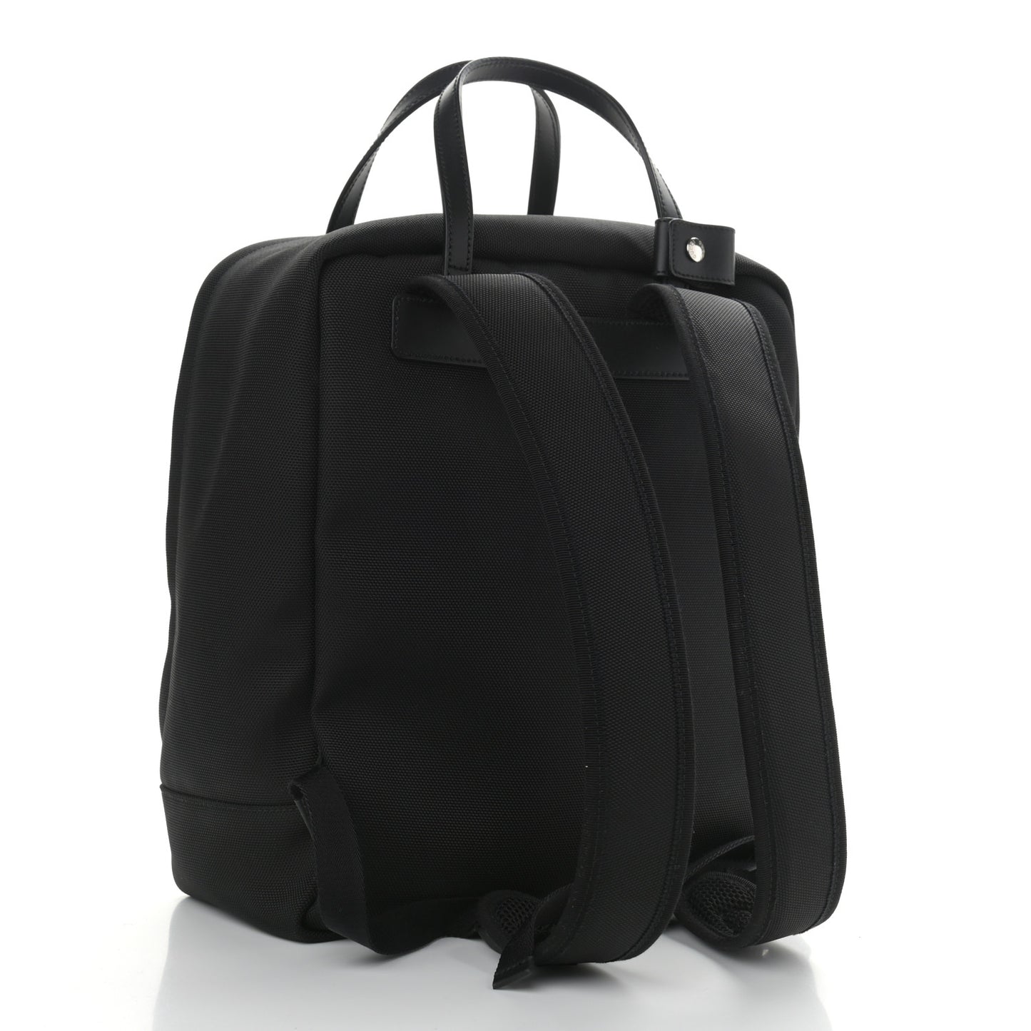 Techno Canvas Appia Calfskin Web Tote Backpack Black