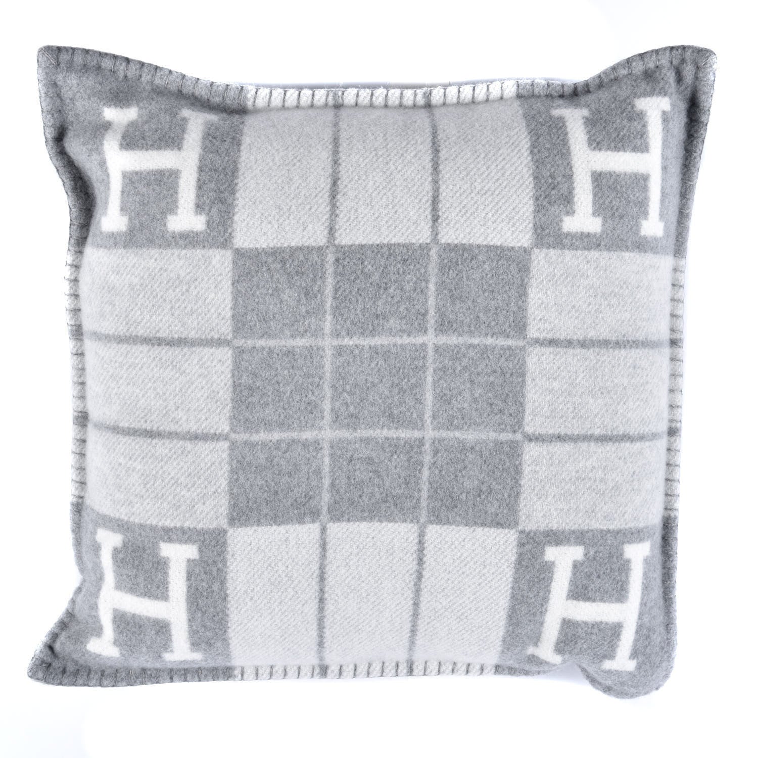 Hermes Wool Cashmere Avalon III Pillow PM Ecru Gris Clair 1 of 4
