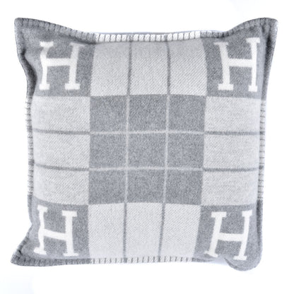 Hermes Wool Cashmere Avalon III Pillow PM Ecru Gris Clair 1 of 4