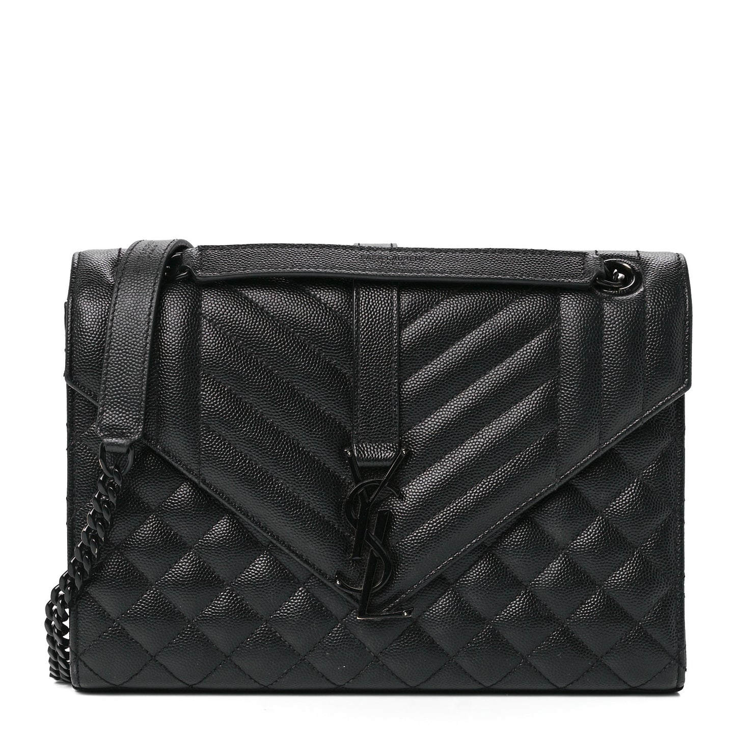 Grain De Poudre Textured Mixed Matelasse Triquilt Medium Monogram Monochrome Satchel Black