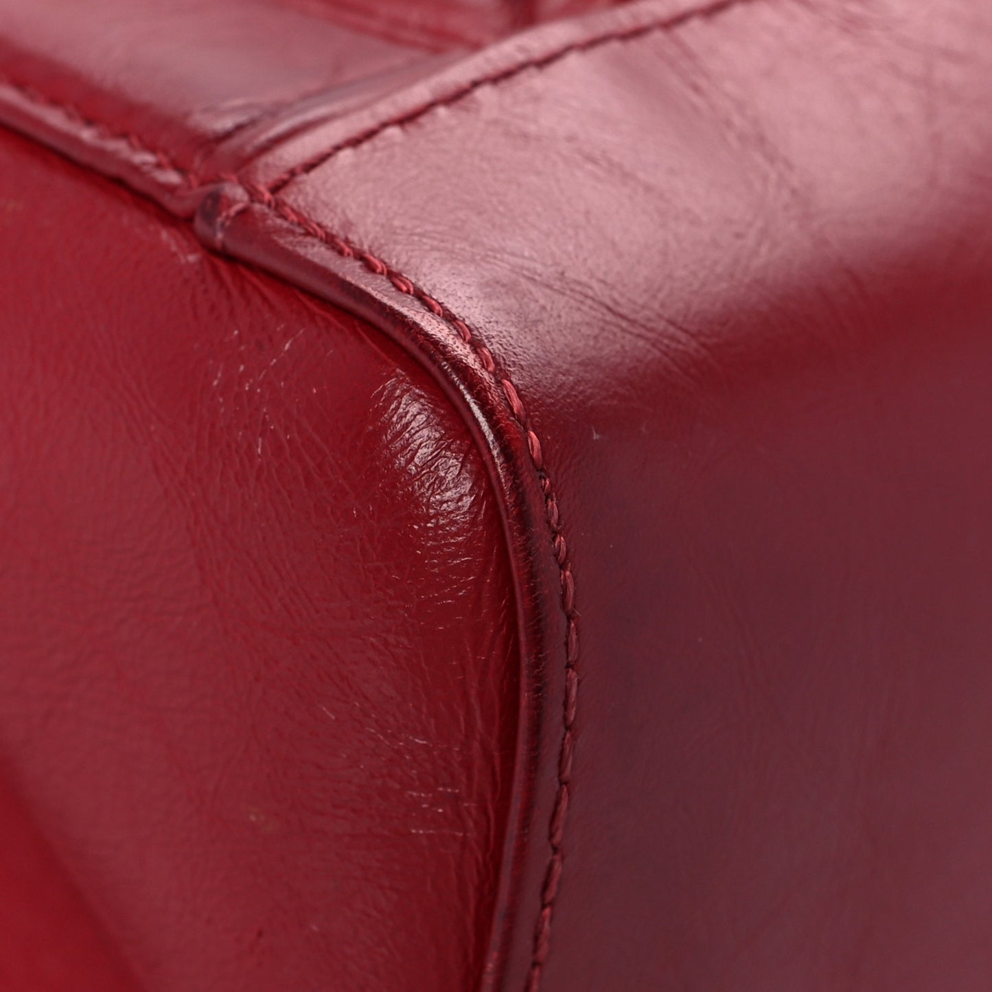 Aged Calfskin Chevron Quilted Backpack Red