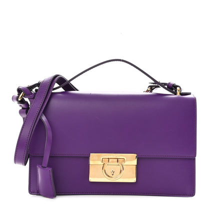 Salvatore Ferragamo Smooth Calfskin Aileen Gancio Lock Shoulder Bag Purple 1 of 10