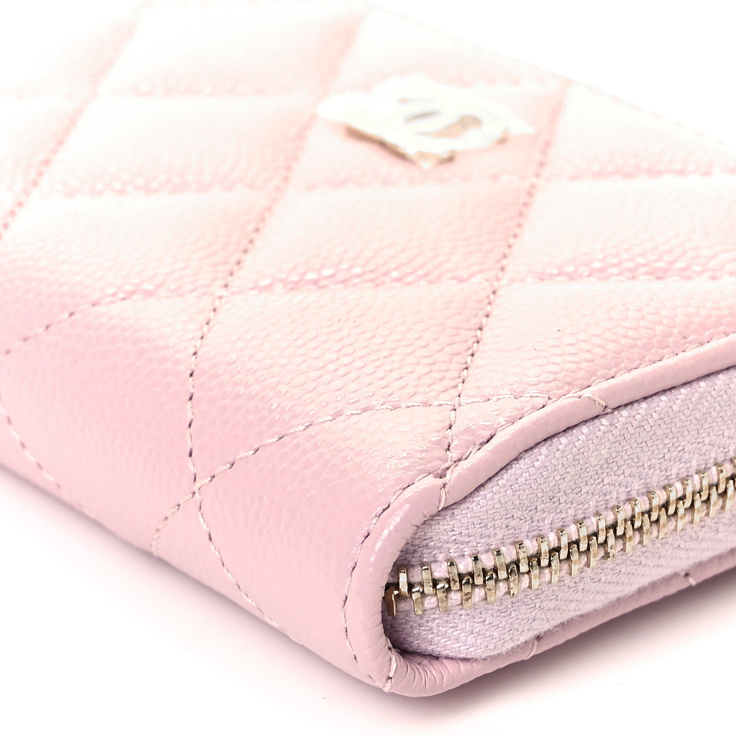 Caviar Quilted Zip Coin Purse Light Pink