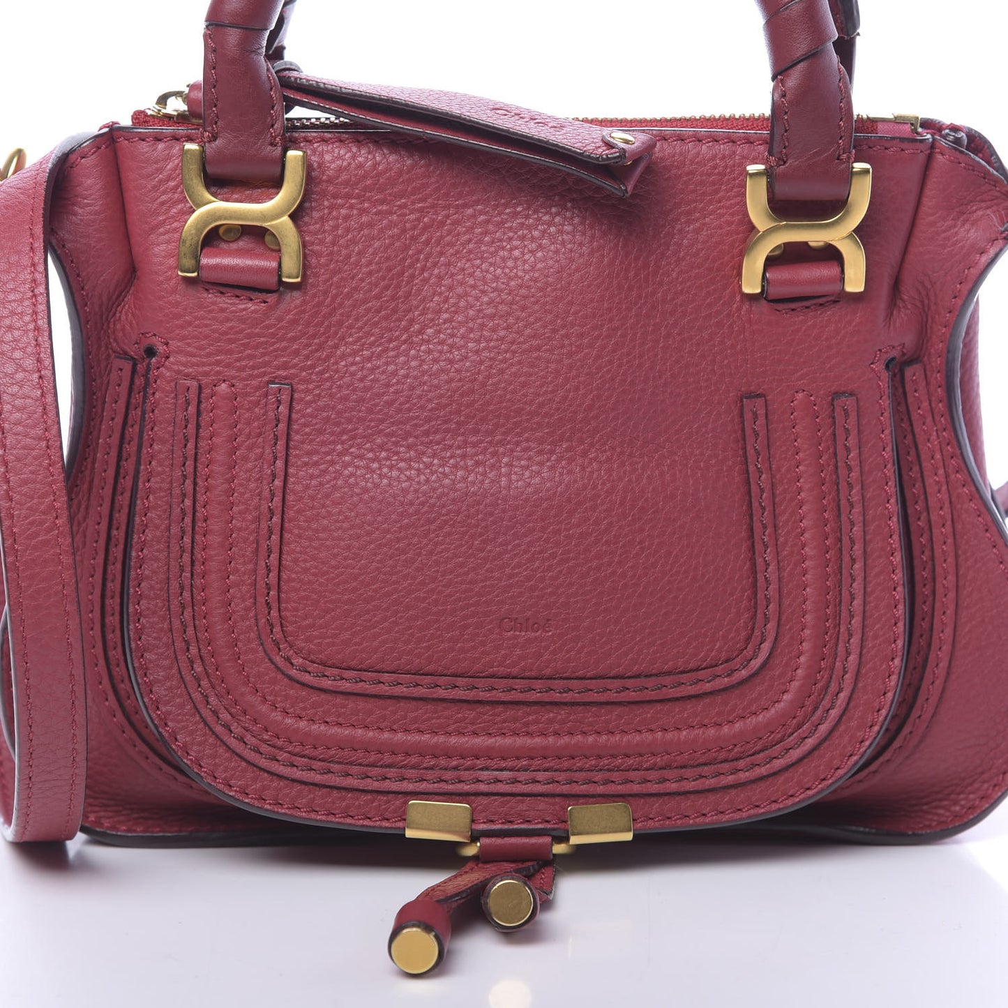 Calfskin Baby Marcie Satchel Peony Red