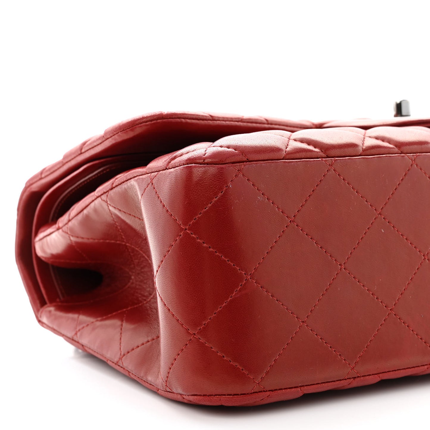 Lambskin Quilted Jumbo Double Flap Red