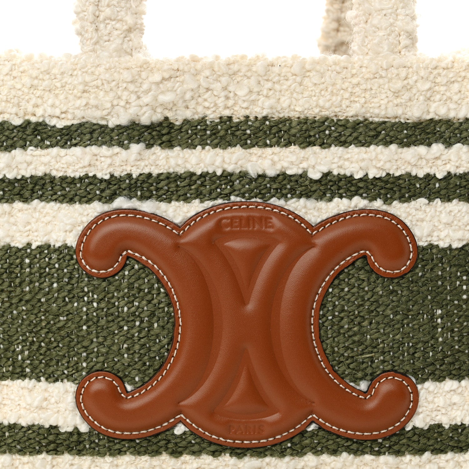 Celine Stripe Triomphe Small Cabas Thais Khaki Tan 9 of 13