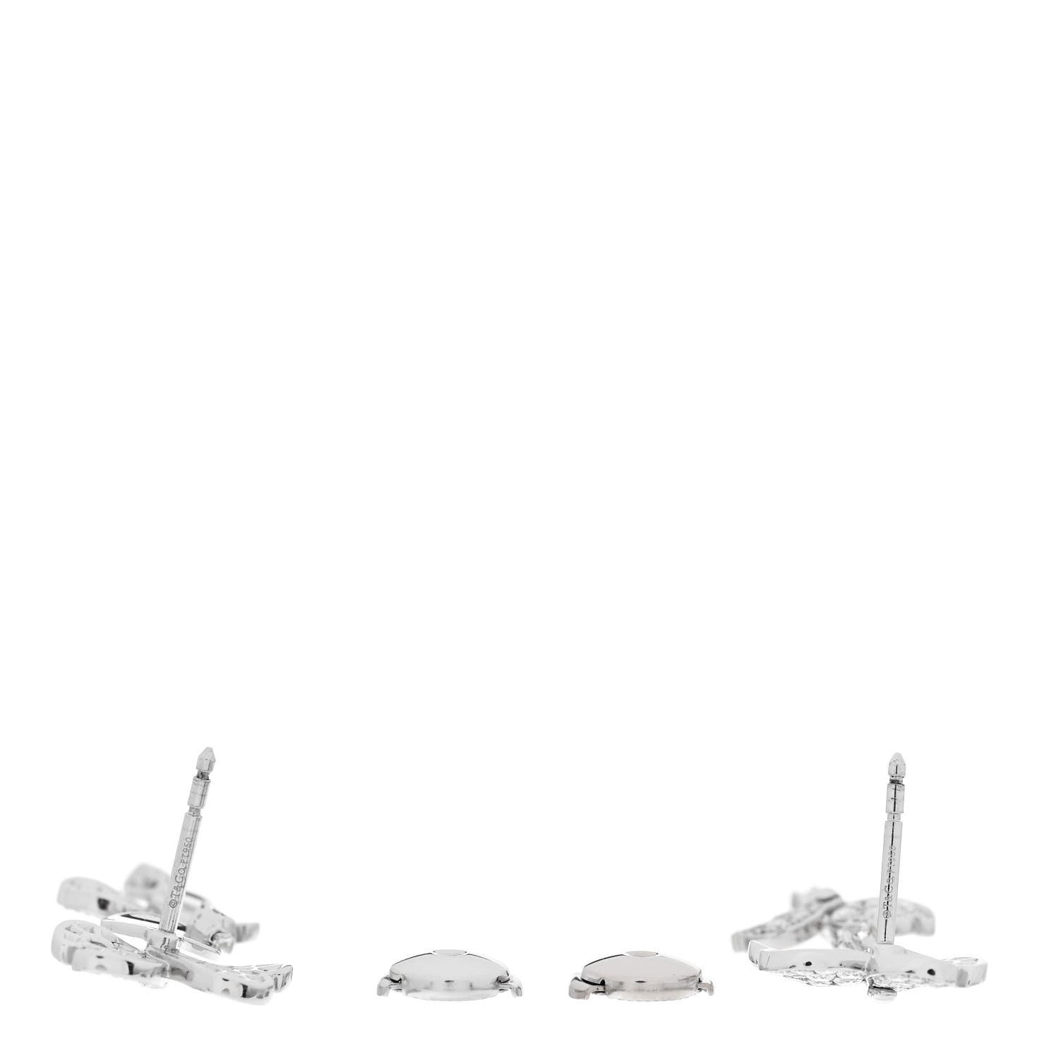 Tiffany Platinum Diamond Paper Flowers Cluster Drop Earrings 3 of 5