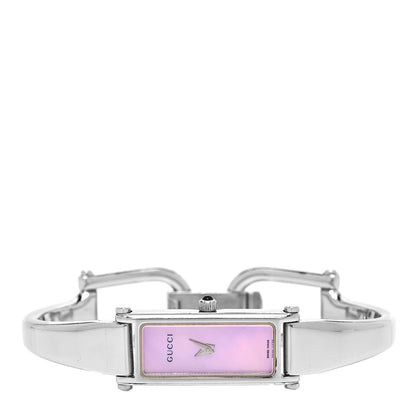 Gucci Stainless Steel Pink Mother of Pearl 12mm 1500L Horsebit Quartz Watch 2 of 4