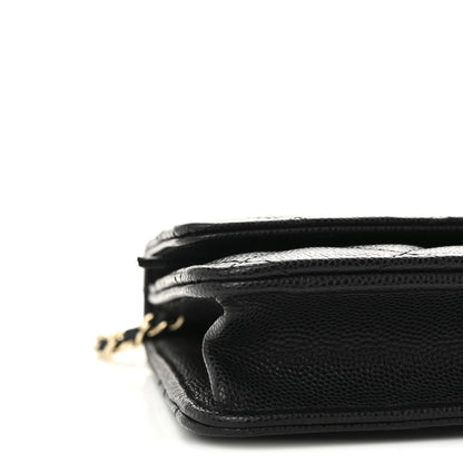 Chanel Caviar Quilted Crystal CC Wallet On Chain WOC Black 10 of 11