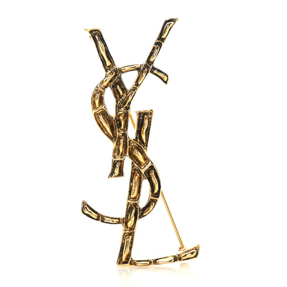 Saint Laurent Monogram Crocodile Opyum Brooch Gold 1 of 3