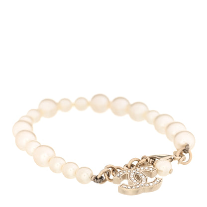 Chanel Graduated Pearl Crystal CC Bracelet Gold 1 of 5