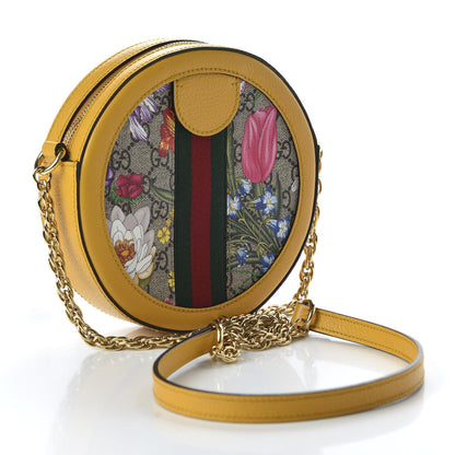Gucci GG Supreme Monogram Flora Web Mini Ophidia Round Shoulder Bag Beige Multicolor Crop 3 of 10