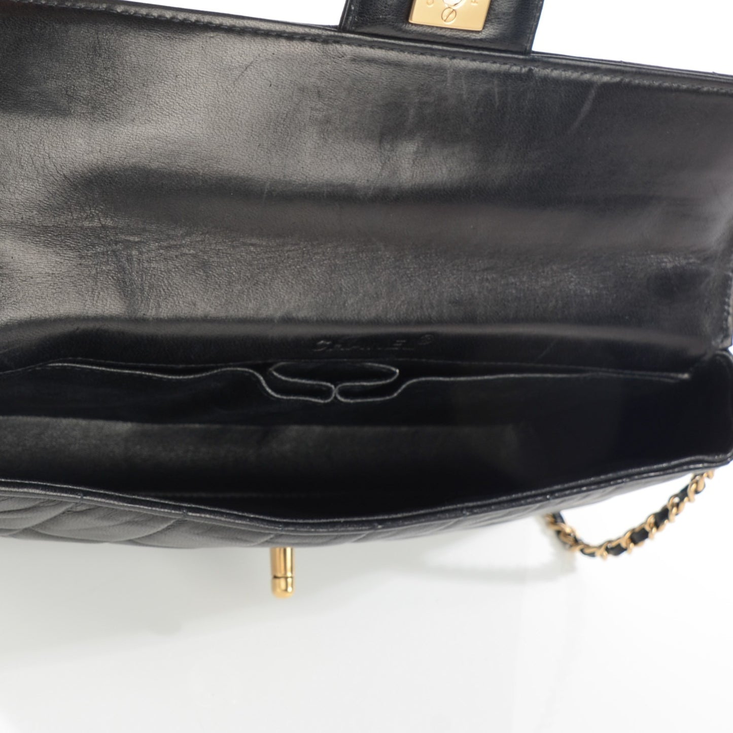 Lambskin Quilted East West Chocolate Bar Flap Black