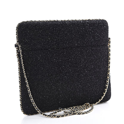 Chanel Tweed Chain Around Tablet Holder Crossbody Black 2 of 10