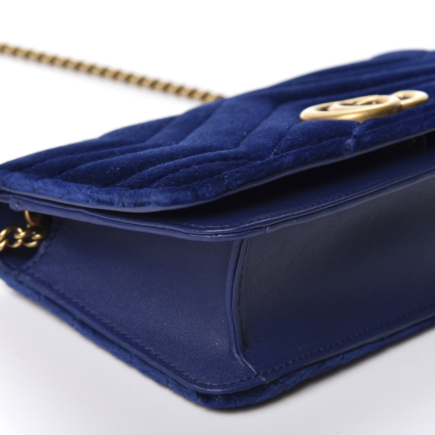 Velvet Matelasse GG Marmont Mini Bag Cobalt Blue