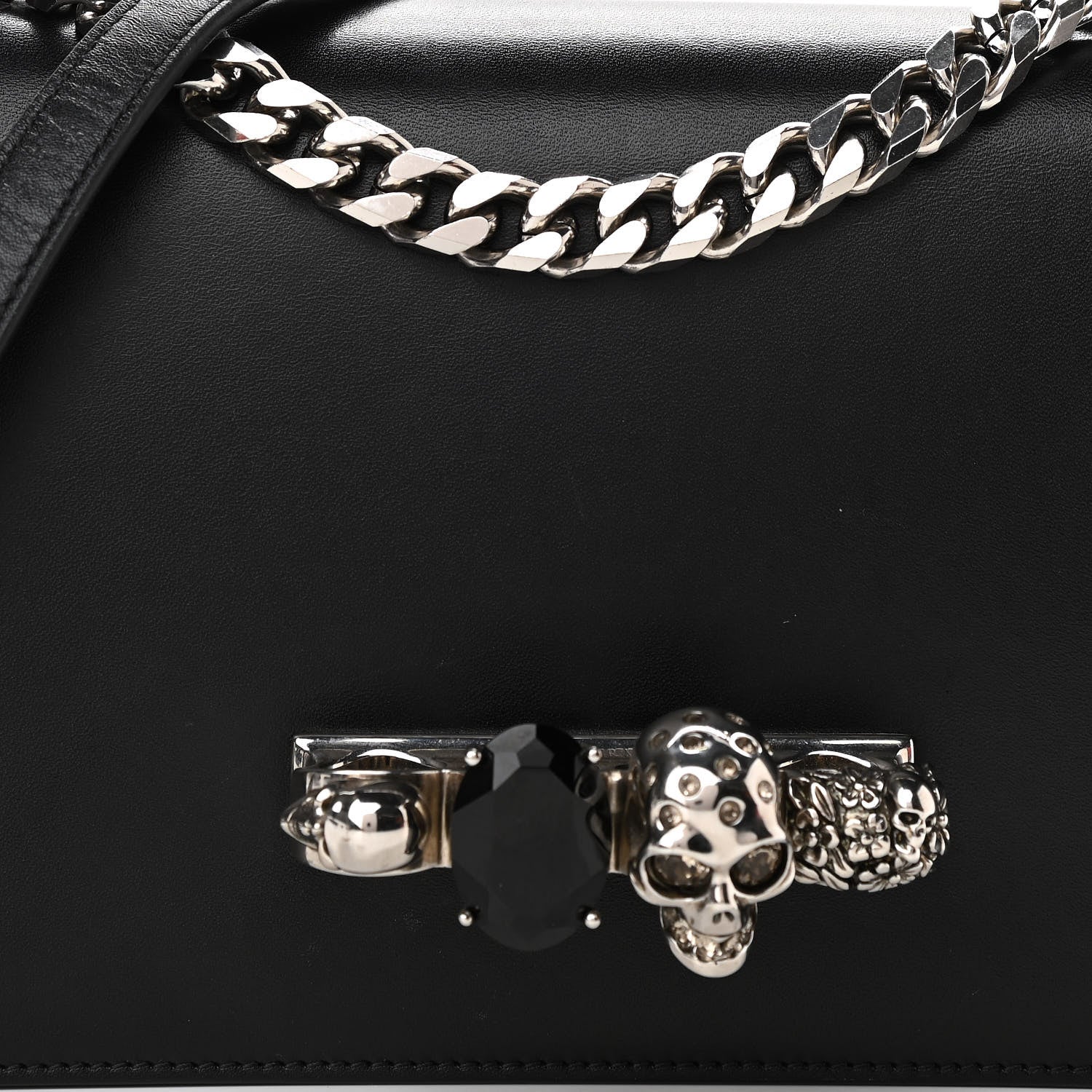 Alexander McQueen Calfskin Knuckle Shoulder Bag Black 9 of 11