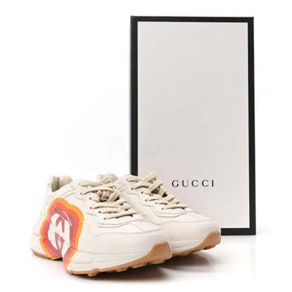 Gucci Calfskin Interlocking G Heart Rhyton Sneakers 35 Mystic White 10 of 10
