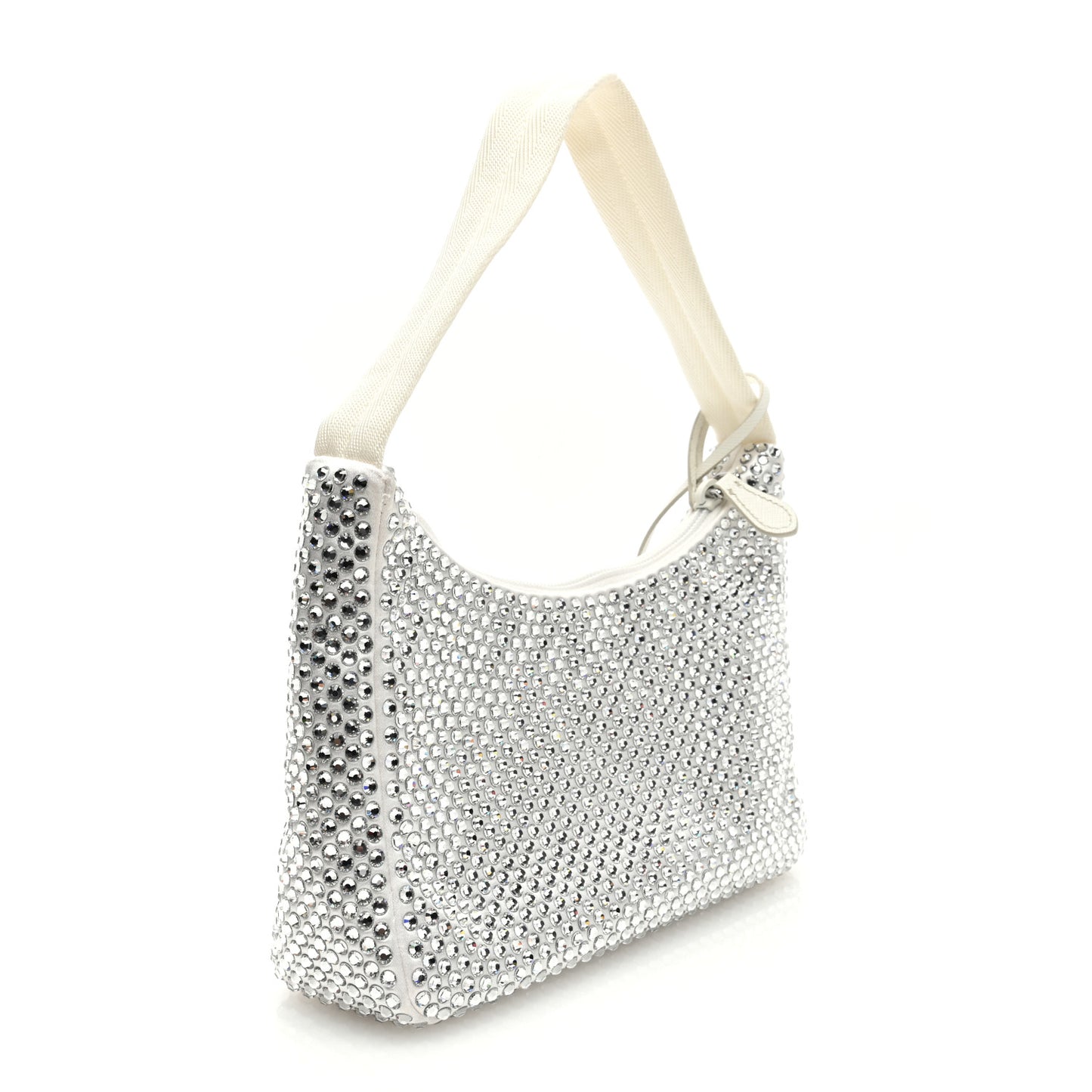 Satin Crystal Mini Re-Edition 2000 Bag White