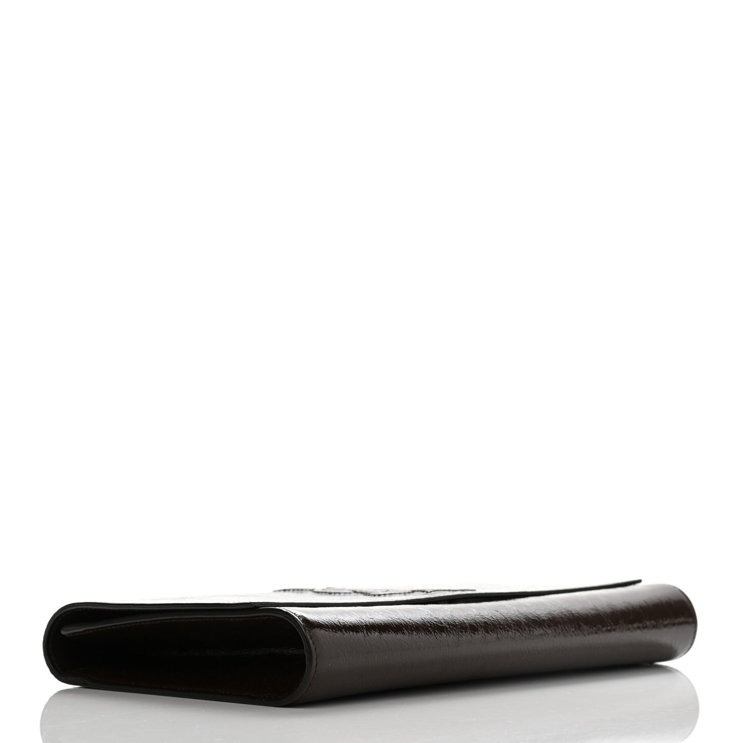 Textured Patent Monogram Large Belle De Jour Clutch Dark Brown