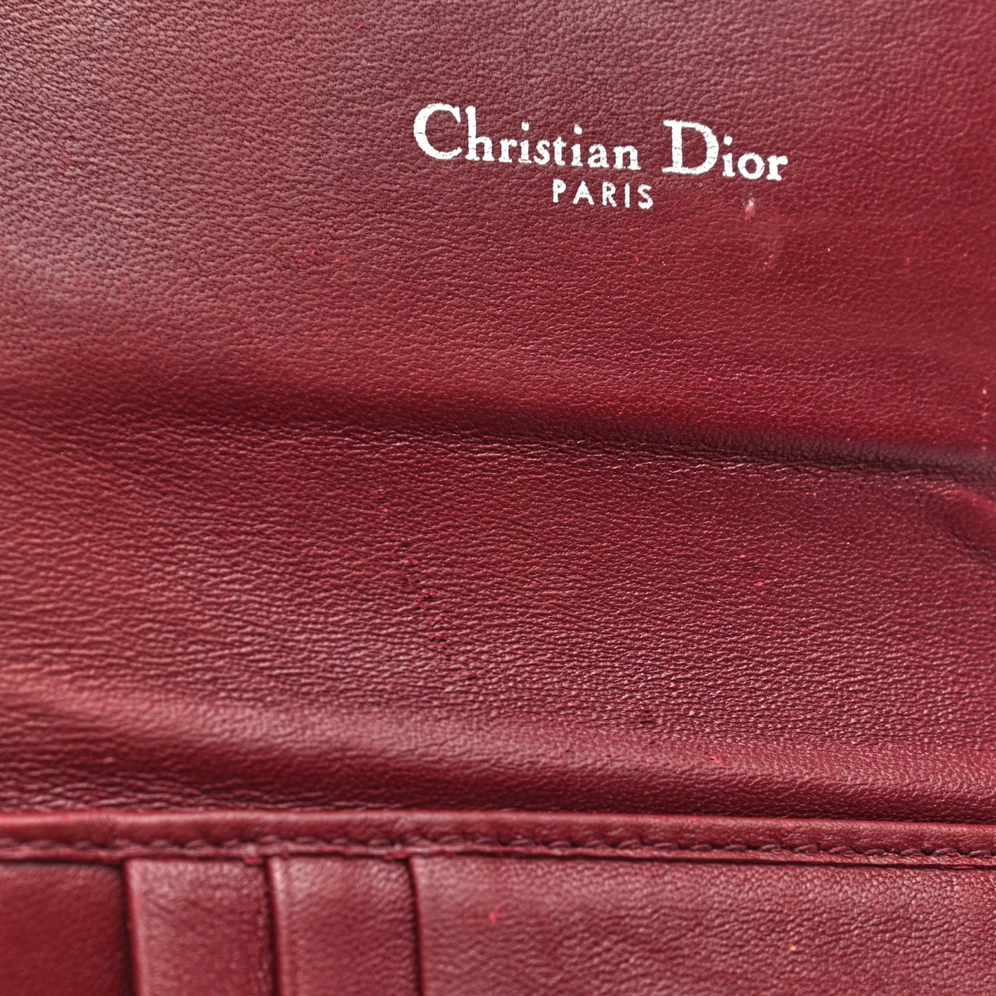 Grained Calfskin Cannage Diorama Elancee Wallet Burgundy