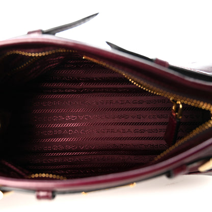 Prada Glossy Calfskin Triangle Small Bonnie Shoulder Bag Bordeaux 5 of 10