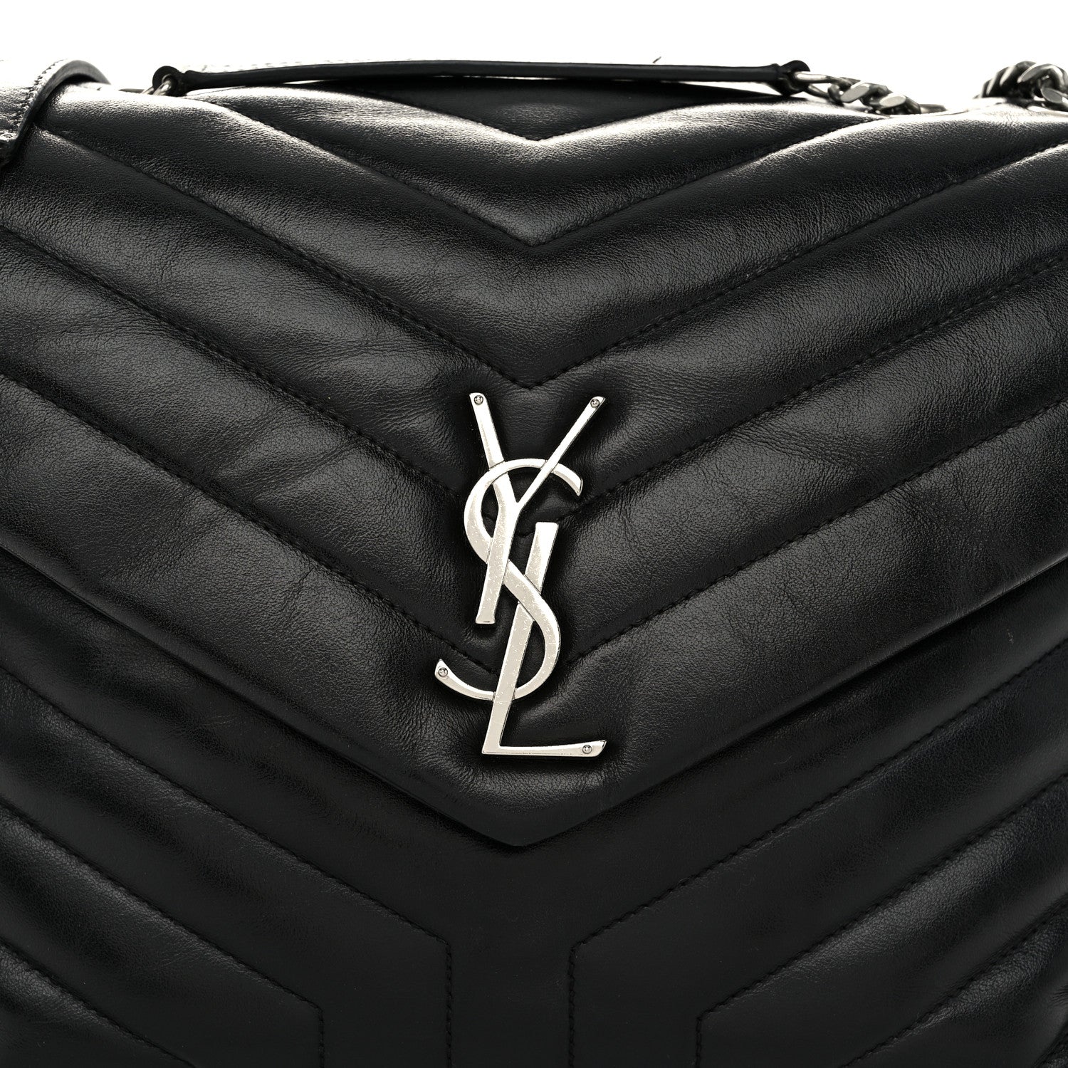 Saint Laurent Calfskin Y Quilted Monogram Medium Loulou Chain Satchel Black 7 of 10