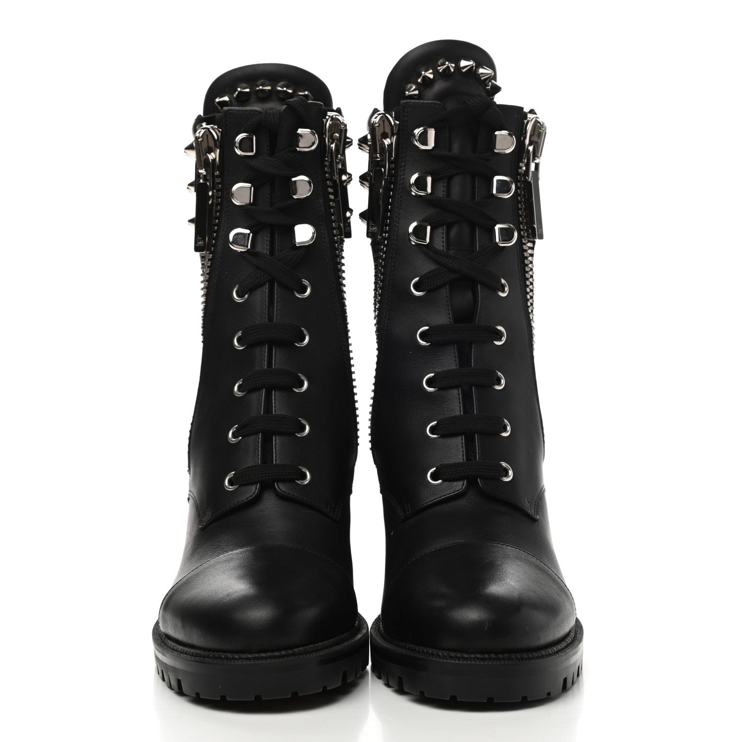 Christian Louboutin Calfskin Winter Spikes 70 Combat Boots 41 Black 2 of 8