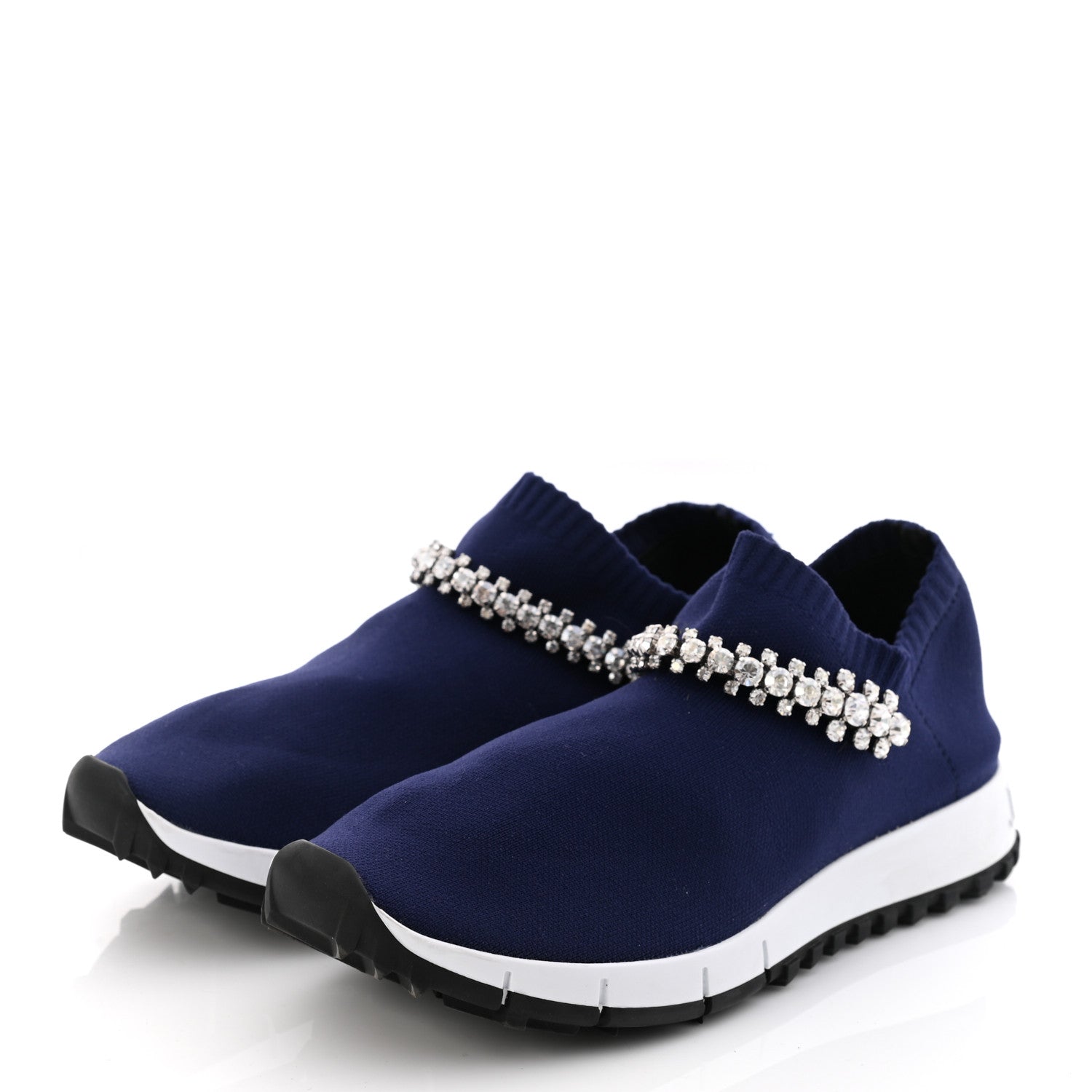 Jimmy Choo Knit Crystal Pearl Verona Sneaker 36.5 Navy 3 of 8