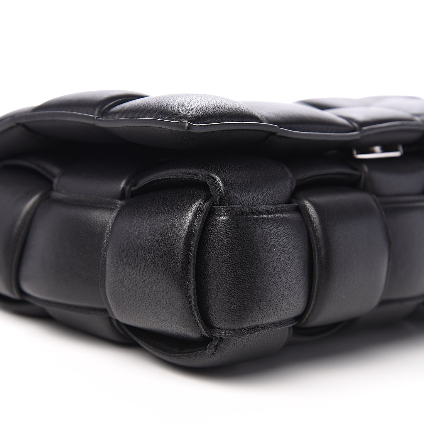Nappa Maxi Intreccio Padded Cassette Crossbody Bag Black